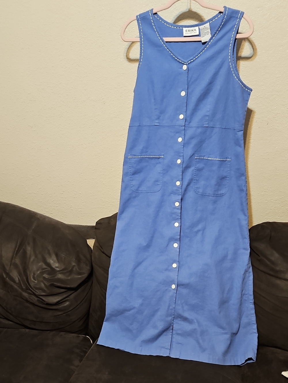 Erika Sleeveless Blue Button-Front Maxi Dress